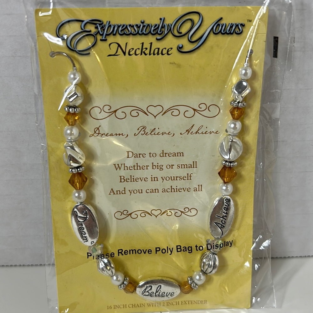 Expressively Yours Necklace dare to dream necklace silver pearl gold tone nwot